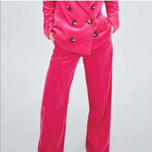 Zara L Fuchsia Corduroy High Rise Pant NWT - Picture 13 of 15